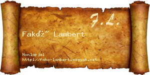 Fakó Lambert névjegykártya